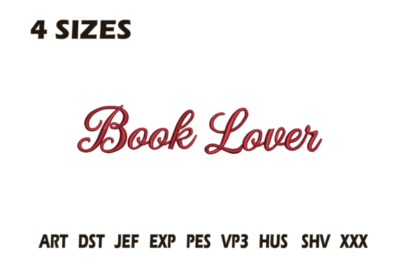 Book Lover Script Embroidery Design