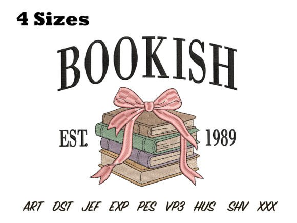 Bookish Bow Stack Embroidery