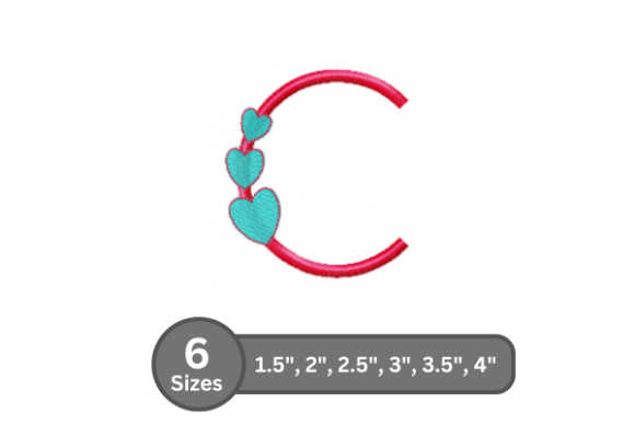 Candy Heart Alphabet- C for Holiday Embroidery